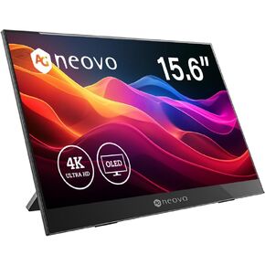 AG Neovo N1651 15.6 Inch OLED Portable Monitor 4K, 3840 ×2160P, Dual USB C, 60W Power Delivery, Mini HDMI, 100% DCI-P3, 100% sRGB, 100000:1, 400 Nits, 1ms, HDR400 Ready, Carrying Bag Included
