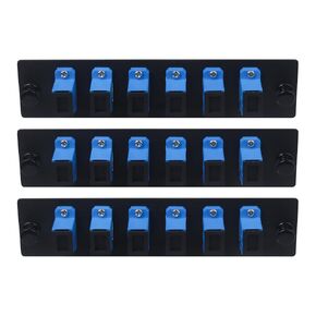 Xunsomten-3pcs 6 Fiber SC to SC UPC Singlemode Fiber Patch Panel with 6 SC/SC UPC Single Mode Fiber Coupler Adapter Connectors