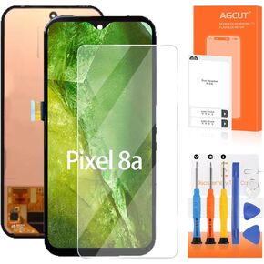 Original for Google Pixel 8a Screen Replacement for Google Pixel 8a LCD Display GKV4X, G6GPR, G8HHN, G576D LCD Digitizer Touch Screen Assembly Repair Part (Support Fingerprint)