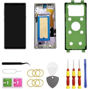 Galaxy Note9 LCD Display Screen Assembly Replacement for Samsung Galaxy Note9 Touch Digitizer Screen with Frame Toolkits SM-N960U N960F No Fingerprint (Lavender Purple)