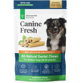 ULTIMATE PET NUTRITION Canine Fresh Dental Chews, Dental Dog Treats, Oral Care and Hygiene Chews, Soothes Gums, Vet Developed, 30 Chews (Small)