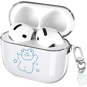 Compatible AirPods 4th Generation Clear Case, Soft TPU Airpods 4 Case with Keychain, Shockproof Protective Wireless Charging Cover for Apple AirPods 4 Gen Case Women Men (Duck&Flower)