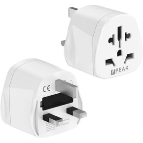 Peak Power World to UK Travel Adapter - Suitable Even for Powerful Devices Such as laptops and Travel hairdryers Applicable in Many Countries: England, Scotland, Wales, Ireland, Cyprus, Malta, Kenya,