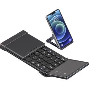 ROCK&ROWN Foldable Bluetooth Keyboard, Wireless Portable Keyboard with Touchpad, Folding Travel Keyboard for iOS/Android/Windows