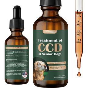 Senior Dog Supplements for Brain Health & Nervous System Support, Dementia Supplement for Calming & Relaxation, Canine Cognitive Dysfunction (CCD), Addresses Getting Lost, Social Withdrawal - 59 ML
