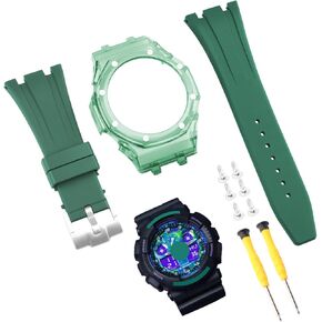 XIW Compatible Mod Kit for Casio GShock GD-100 110 120 GA-100 110 120 140 GAX-100 110 GLS-100 Rubber Watch Band Replacement for men Silicone Wirstband Strap women Bracelet