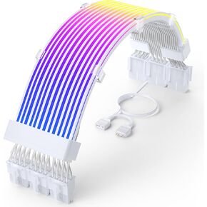 Sirlyr RGB PC Cables Kit,PSU Cable Extension with Flexible LED Strips Include 24Pin Motherboard 3 x 8 Pin GPU Power Supply Wire,5V ARGB Lighting for PC Setup
