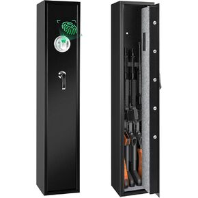 Goplus Rifle Safe, Quick Access 3-Gun Safes for Rifles w/Biometric Fingerprint, Built-in Alarm System, Digital Keypad, 2 Emergency Keys, Heavy Home Gun Security Cabinet Gun Locker for Shotgun Firearms