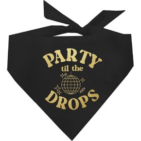 Party Til The Ball Drops New Year 2025 New Years Eve Party Dog Bandana (Black, OS 971)