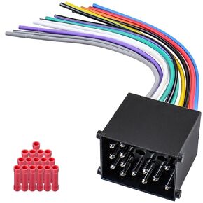 Stereo Wiring Harness Compatible with BMW E30 E31 E32 E36 E38 E39 E46 Z3 Z8 X5 Land Rover Power Speaker Connector,17Pin Aftermarket Car Radio Wire Harness Adapter Replacement