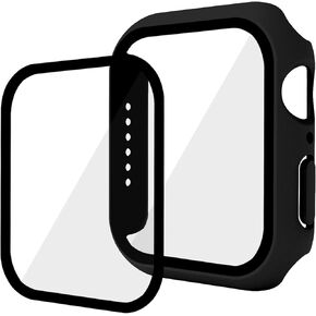2 In 1 Design Hard PC Case with Tempered Glass Screen Protector for Apple Watch 4/5/6/SE,Ultra-Thin Scratch Resistant Smartwatch Cover for iWatch 44mm Accessories - Yellow