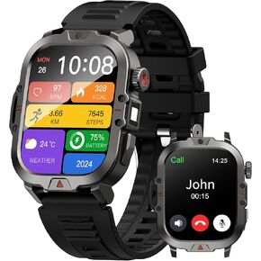 Smart Watch 2.01'' HD Display Smart Watches for Men Answer/Make Calls Android Smart Watch with Heart Rate/Spo2/Sleep Ip68 100+ Sport Modes Compatible for Android & iOS(Gray)