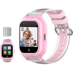 4G Kids Smart Watches Girls Unlocked Wrist Phone with Real Time GPS Tracking,Video Calling,Camera,Temperature,Heartrate Monitor Global Kids Phone Watch for Children