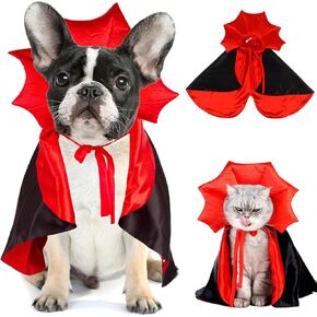 Dog Vampire Costume, Cool Pet Witch Cape Dog Halloween Costumes Devil Cloak, Dog Clothes for Small Medium Dogs Cats Puppy, Funny Cosplay Party Dog Wizard Outfit Mantle Apparel (Dog Vampire Costume)