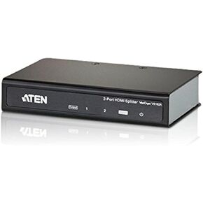 ATEN VS182A 2-Port 4K HDMI Splitter 1 in 2 Out Connect PC Camera DVD Media Player In Up to 2 HDMI Displays Projector Monitor Out - Up to 4096 x 2160 / 3840 x 2160 60Hz - Metal