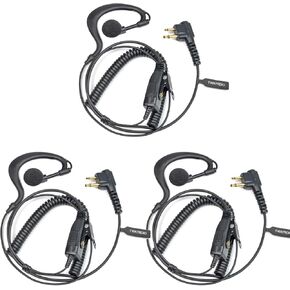 3 Pack Walkie Talkies Earpiece with Mic for Motorola CP200D RMU2040 RMU2080D, D-Shell Earpiece with in-line Microphone and PTT for Motorola Two-Way Radios