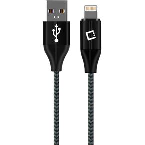 كابل شحن USB Lightning متوافق مع أجهزة iPhone 14 Pro Max Mini SE 13 12 11 XS XR X iPod وiPad Pro Air Mini كابل مضفر (مصنوع لهاتف iPhone) معتمد من Apple MFI (6 أقدام أسود) in Kuwait