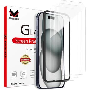واقي شاشة لهاتف iPhone 15 Plus من الزجاج المقسى متوافق مع Apple (3 عبوات)