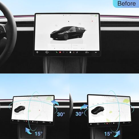 Screen Swivel Mount for Tesla Model Y 2019-2024 & Model 3 2017-2023 Left/Right 30° Up/Down 15° Rotating Four Directions Aluminium Alloy Tesla Screen Rotating Bracket in Saudi Arabia