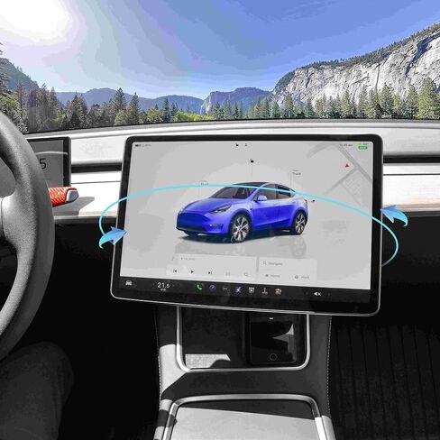 Screen Swivel Mount for Tesla Model Y 2019-2024 & Model 3 2017-2023 Left/Right 30° Up/Down 15° Rotating Four Directions Aluminium Alloy Tesla Screen Rotating Bracket in Saudi Arabia