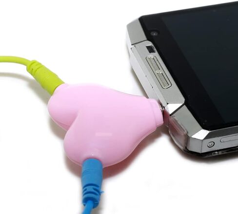 Milisten Dispenser 3. 5mm Heart Shape Headphone Splitter, 2 in 1 Stereo Audio Splitter, Portable Keychain Earphone Splitter () Universal Adapter in Saudi Arabia