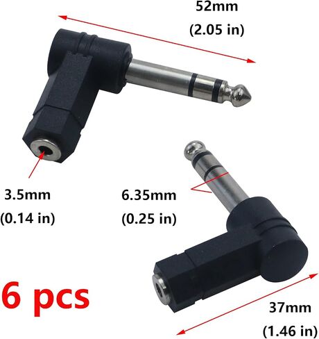 Antrader Right Angle Audio Adapters 3.5mm Stereo Female Jack to 1/4" Stereo Male Plug Headphone Audio Adapter Converter Connector 6pcs in Saudi Arabia