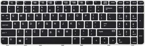 لوحة مفاتيح بديلة متوافقة مع HP EliteBook 755 G3 755 G4 850 G3 850 G4 Zbook 15U G3 مع إطار فضي بدون إضاءة خلفية ولا مؤشر in Kuwait