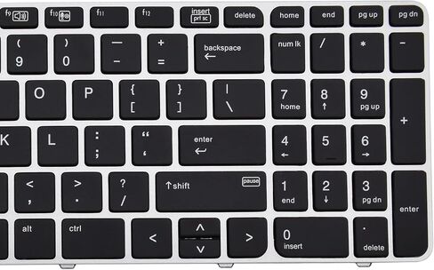 لوحة مفاتيح بديلة متوافقة مع HP EliteBook 755 G3 755 G4 850 G3 850 G4 Zbook 15U G3 مع إطار فضي بدون إضاءة خلفية ولا مؤشر in Kuwait