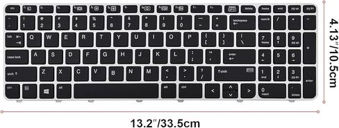 لوحة مفاتيح بديلة متوافقة مع HP EliteBook 755 G3 755 G4 850 G3 850 G4 Zbook 15U G3 مع إطار فضي بدون إضاءة خلفية ولا مؤشر in Kuwait
