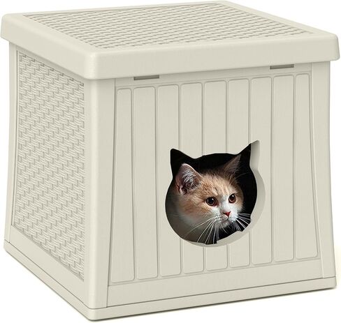 Plastic Cat House for Indoor Use, Weatherproof Outdoor Cat House for Feral Cats, Unique Cat Shelter for Small Pet, Spacious, Easy to Assemble, Peach Pink in Saudi Arabia