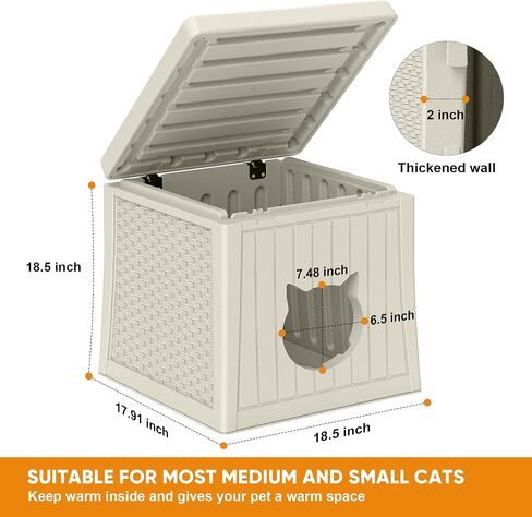 Plastic Cat House for Indoor Use, Weatherproof Outdoor Cat House for Feral Cats, Unique Cat Shelter for Small Pet, Spacious, Easy to Assemble, Peach Pink in Saudi Arabia