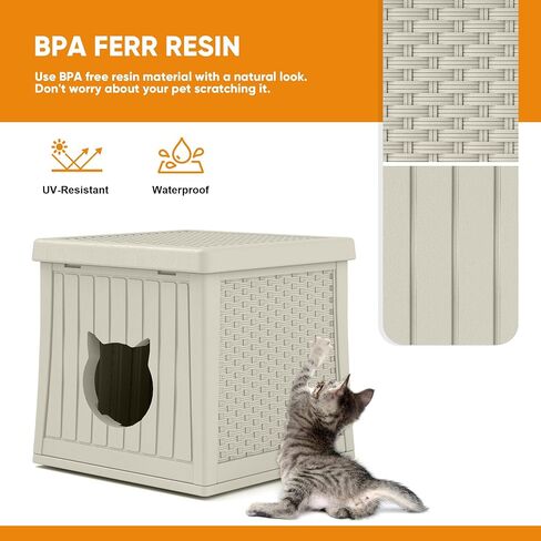 Plastic Cat House for Indoor Use, Weatherproof Outdoor Cat House for Feral Cats, Unique Cat Shelter for Small Pet, Spacious, Easy to Assemble, Peach Pink in Saudi Arabia