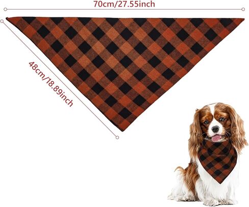 Dohia Halloween Dog BandanasChristmas Dog Bandanas Orange Red Green Plaid Bandanas for Large and Extra Large Dogs D2-GZKSJ (Orange) in Saudi Arabia