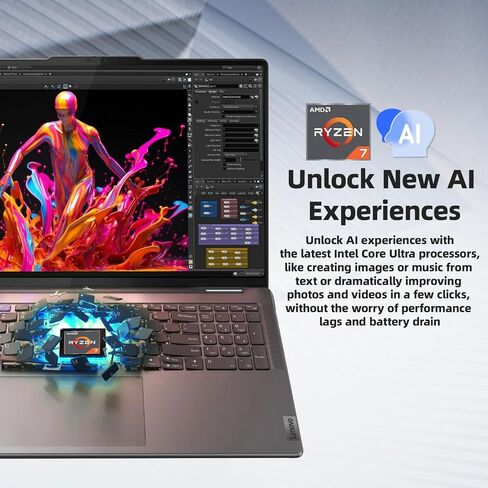 كمبيوتر محمول Lenovo Yoga 7 2 في 1 AI - مع محرك أقراص ضوئي خارجي 8 في 1 شاشة لمس WUXGA 2K مقاس 16 بوصة AMD Ryzen 7 8840HS قارئ بصمات الأصابع بإضاءة خلفية KB Windows 11 Pro & Office 2021 مدى الحياة (16 جيجابايت DDR5 | 1 تيرابايت SSD) in Saudi Arabia