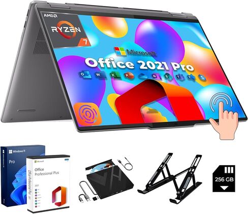 Lenovo Yoga 7 Convertible Laptop - with 8 in 1 External CD/DVD Drive AMD Ryzen 7 8840HS 16" WUXIA 2K Touch Backlit KB Fingerprint Reader Win 11 Pro & Office 2021 Lifetime (16GB DDR5 | 2TB SSD) in Saudi Arabia