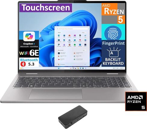 لينوفو يوجا 7 2 في 1 2 في 1 كمبيوتر محمول 16.0 بوصة شاشة لمس WUXGA (AMD Ryzen 5 8640HS، 8 جيجابايت LPDDR5، 1 تيرابايت M.2 PCIe SSD، قلم نشط، لوحة مفاتيح بإضاءة خلفية، بصمة الإصبع، WiFi 6E، كاميرا ويب، ويندوز 11) الصفحة الرئيسية) مع قاعدة توصيل USB-C in Saudi Arabia