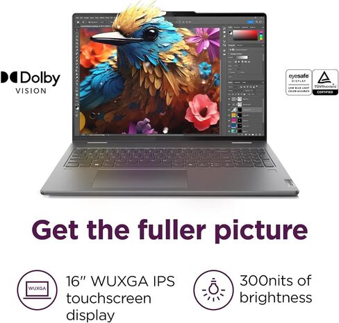 Lenovo Yoga 7 2-in-1 Laptop 2024 16" WUXGA 1920 x 1200 Touchscreen, Intel Core Ultra 5 125U, 12-core, Intel Graphics, 16GB LPDDR5, 512GB SSD, Backlit KB, Thunderbolt 4, FP, Wi-Fi 6E, Windows 10 Home in Saudi Arabia
