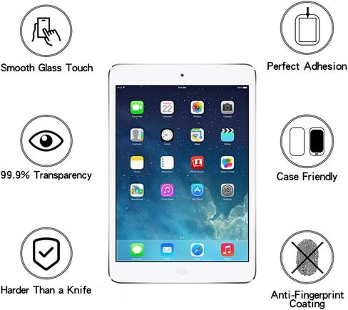 Screen Protector for Apple iPad mini 1 2 3 (Not mini 4/5/6) Inch Tempered Glass,9H Hardness Anti Scratch, Bubble Free，Case Friendly Easy Installation.(1 Pack) in Saudi Arabia