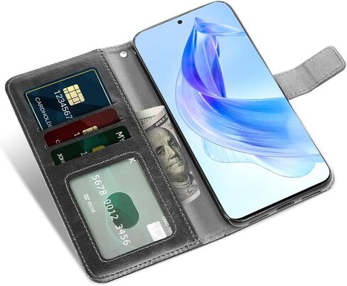 Asuwish Compatible with Honor 90 Lite Wallet Case Tempered Glass Screen Protector and Leather Flip Cover Card Holder Stand Cell Accessories Phone Cases for Honor90 Lite Women Men Brown in Saudi Arabia