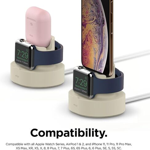 elago 2 in 1 Charging Station for Apple Products Compatible with AirPods 2/1, Apple Watch Series 10/9/8/7/6/5/4/3/2/1/SE, iPhone [Original Cables Required] in Saudi Arabia