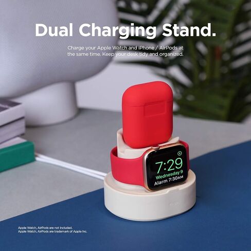 elago 2 in 1 Charging Station for Apple Products Compatible with AirPods 2/1, Apple Watch Series 10/9/8/7/6/5/4/3/2/1/SE, iPhone [Original Cables Required] in Saudi Arabia