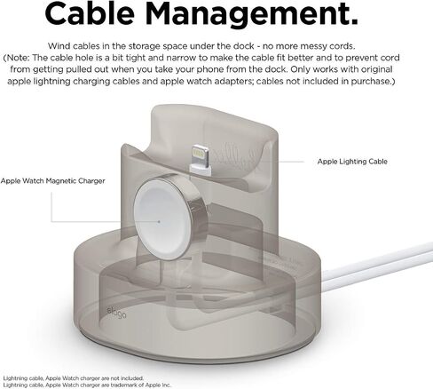 elago 2 in 1 Charging Station for Apple Products Compatible with AirPods 2/1, Apple Watch Series 10/9/8/7/6/5/4/3/2/1/SE, iPhone [Original Cables Required] in Saudi Arabia