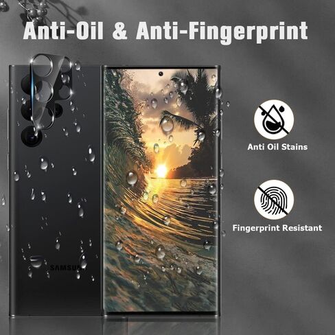 واقي شاشة Galaxy S23 Ultra، عبوتان واقي شاشة من الزجاج المقوى S23 Ultra [2+2 Pack] 2 واقي عدسة الكاميرا، واقي شاشة زجاجي مقوى بدرجة 9H لهاتف Samsung Galaxy S23 Ultra in Kuwait