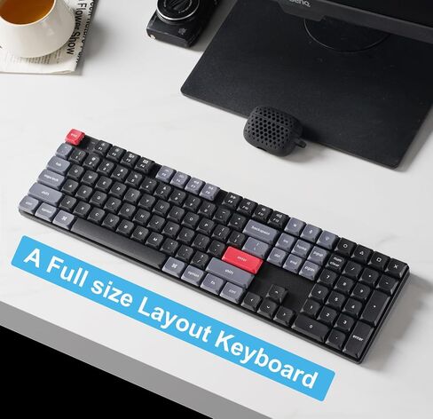Keychron K5 Pro Wireless QMK/VIA Custom Mechanical Keyboard, 100% Full Size Layout 108 Key Programmable, Ultra-Slim White Backlit Low Profile Gateron Red Switch Bluetooth/Wired for Mac Windows Linux in Kuwait