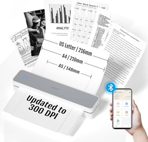 HPRT MT610 Pro Portable Printers Wireless for Travel, Bluetooth Thermal Printer Compatible with iOS, Android & Laptop, Support 8.5x11 US Letter&A4 Thermal Paper, Inkless Mobile Printer for Home, Black in Saudi Arabia