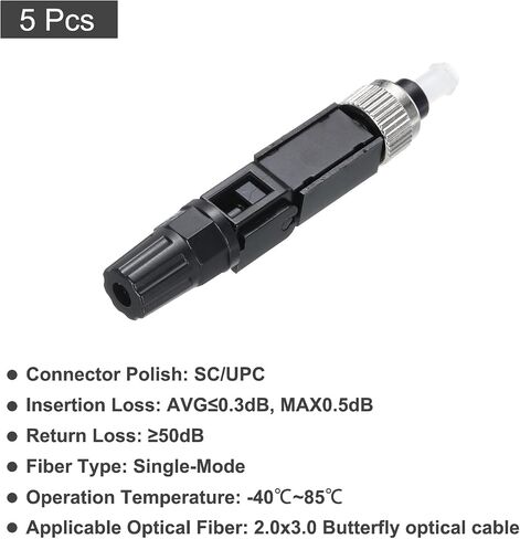MECCANIXITY FC UPC Fiber Optic Quick Connector, Single Mode Fiber Cable Quick Connector FC Fast Connectors Adapter for CATV Network, Pack of 5 in Saudi Arabia