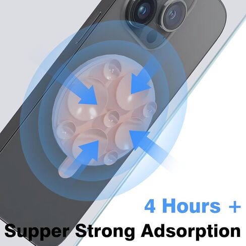 Magnetic Suction Cup Phone Mount [20mm Big Suction Cup], Silicone Suction Phone Holder with Metal Ring for iPhone Galaxy All Phones, Hands-Free Mirror Phone Holder for TikTok Videos and Selfies, Black in Saudi Arabia
