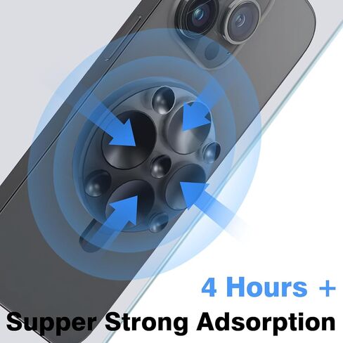 Magnetic Suction Cup Phone Mount [20mm Big Suction Cup], Silicone Suction Phone Holder with Metal Ring for iPhone Galaxy All Phones, Hands-Free Mirror Phone Holder for TikTok Videos and Selfies, Black in Saudi Arabia