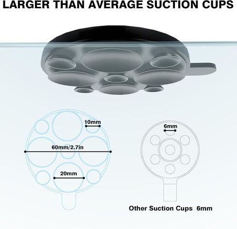Magnetic Suction Cup Phone Mount [20mm Big Suction Cup], Silicone Suction Phone Holder with Metal Ring for iPhone Galaxy All Phones, Hands-Free Mirror Phone Holder for TikTok Videos and Selfies, Black in Saudi Arabia