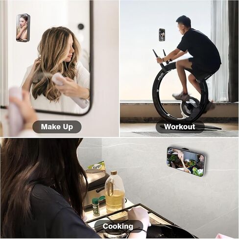 Magnetic Suction Cup Phone Mount [20mm Big Suction Cup], Silicone Suction Phone Holder with Metal Ring for iPhone Galaxy All Phones, Hands-Free Mirror Phone Holder for TikTok Videos and Selfies, Black in Saudi Arabia